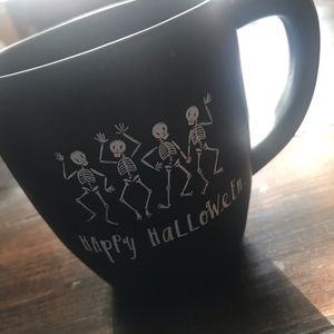 Happy Halloween black skeleton mug